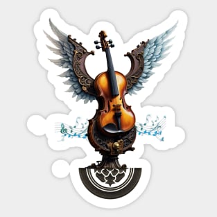 Wonderful elegant violin with wings. Sticker